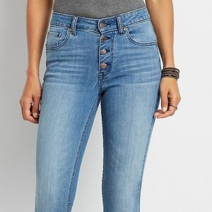 Maurices High RiseLight Blue Button Fly Flare Jeans